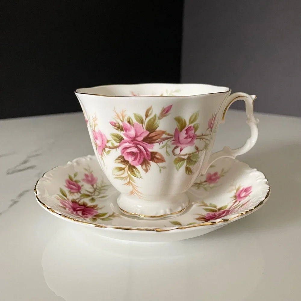 Romance Pink Roses Cup & Saucer by Royal Albert